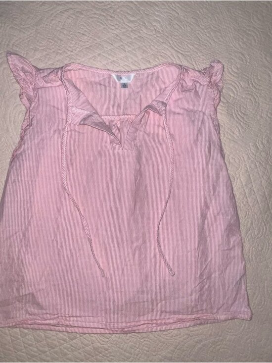 Tops - Pink Tie-Neck Ruffle Top